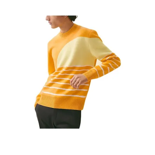 HERMES Cashmere Sweaters Men Yellow