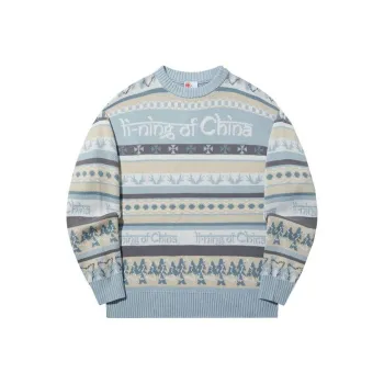 LiNing Sweater Unisex Stone Blue Gray Jacquard
