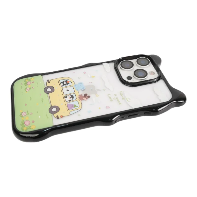 Wei Xin Acrylic Material Spring Outing Bus Doll Phone Cases Compatible With IPhone 16/15 Pro Max/Apple 13/14 Pro/Max-3