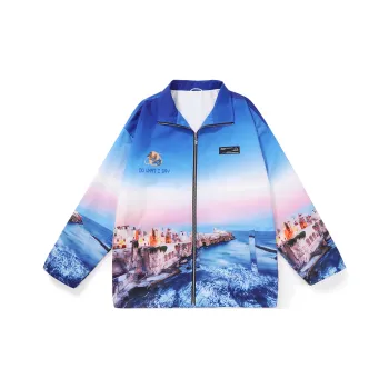 GENANX Loose Fit Jacket Unisex Print Blue