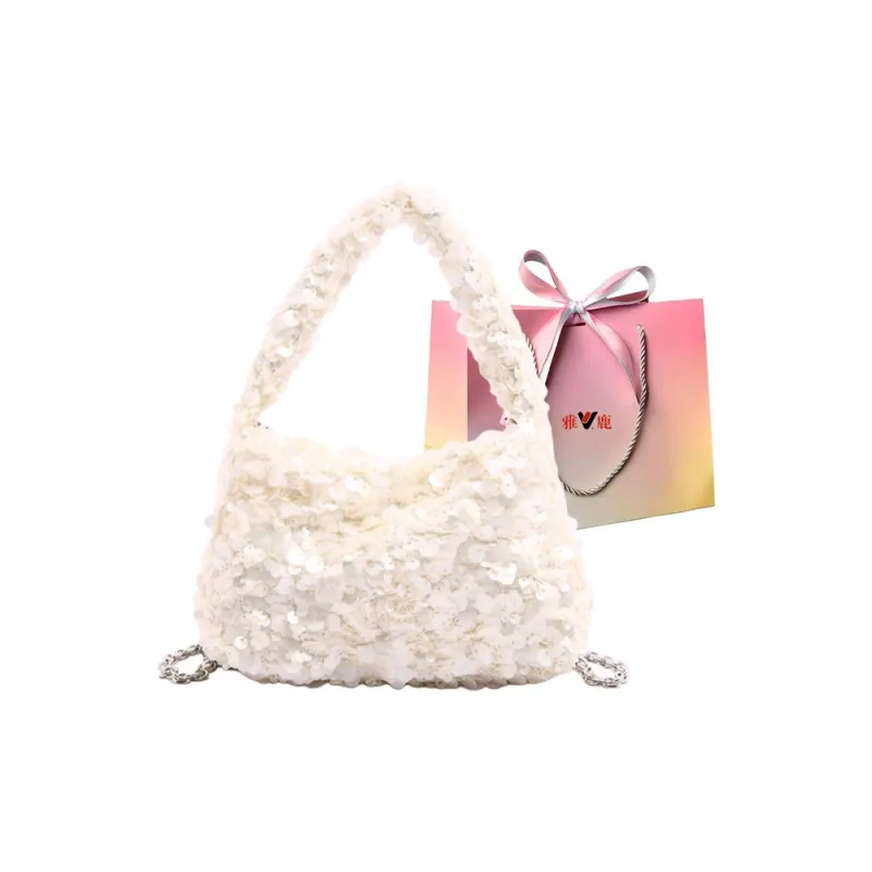 Yalu Sequins One Shoulder Handbag Regular Women's Black/White-6