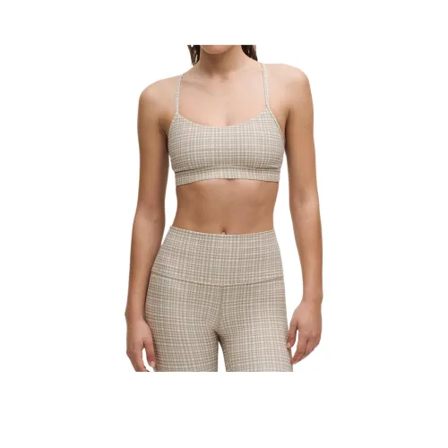 Lululemon Flow YNulu Bra Sports Underwear Women's 1 Pack Glossy Mesh Light Ivory
