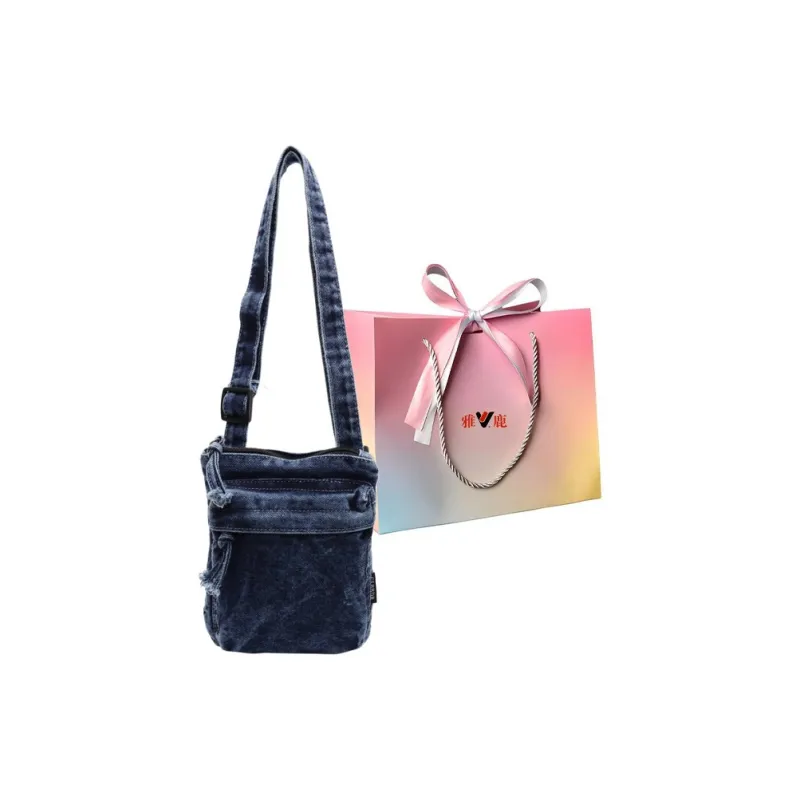 Yalu Denim Shoulder Bag, Crossbody Bag Regular Women's Black/Dark Blue/Light Green-7