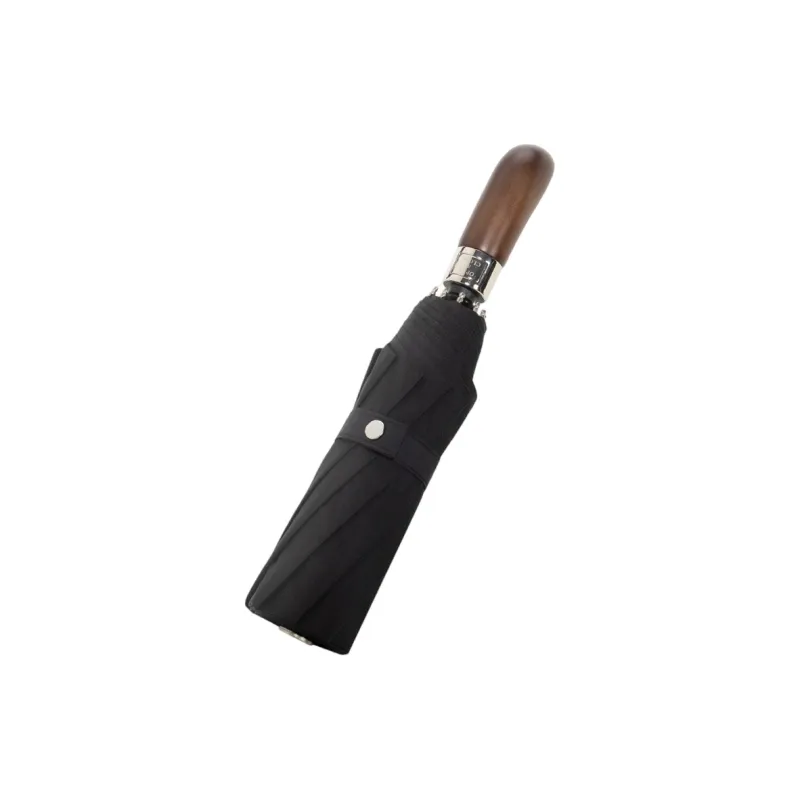 NingYi Wooden Handle Premium Fully Automatic Large Thickened Reinforced Windproof Double Foldable Umbrella For Business-1