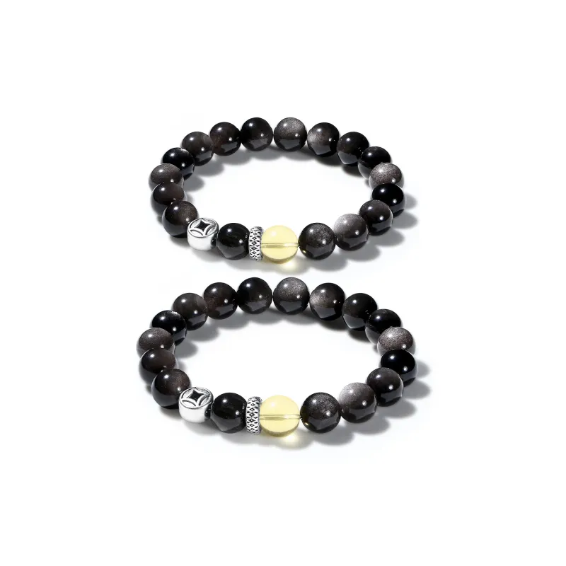 PUTUOSHANWENCHUANG Obsidian Bracelets Unisex-5