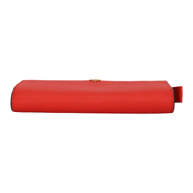 TORY BURCH Leather Wallet Clutch Women's Red-3
