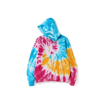 A BATHING APE Tie Dye Ponr Shark Wide Full Zip Hoodie