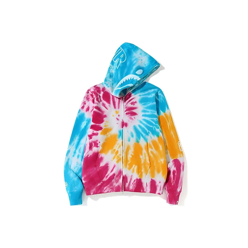 Bape Tie Dye Ponr Shark Wide Full Zip Hoodie-1