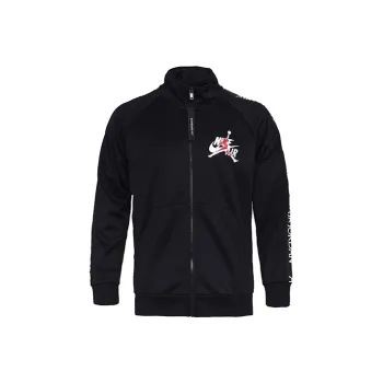 JORDAN Stand up Collar Zipper Jackets Men Black