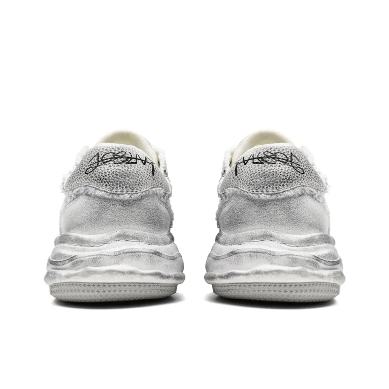 OUBT Niche Distressed Shoes Breathable And Slip Resistant Low Top Skateboard Shoes Men's White Gray-3