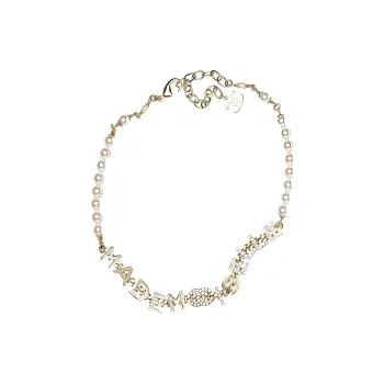CHANEL Crystal Necklaces Women's Gold