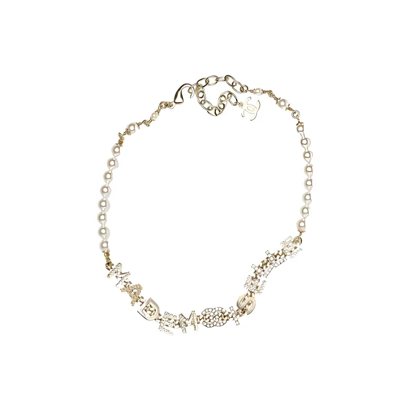 CHANEL Crystal Necklaces Women's Gold-0