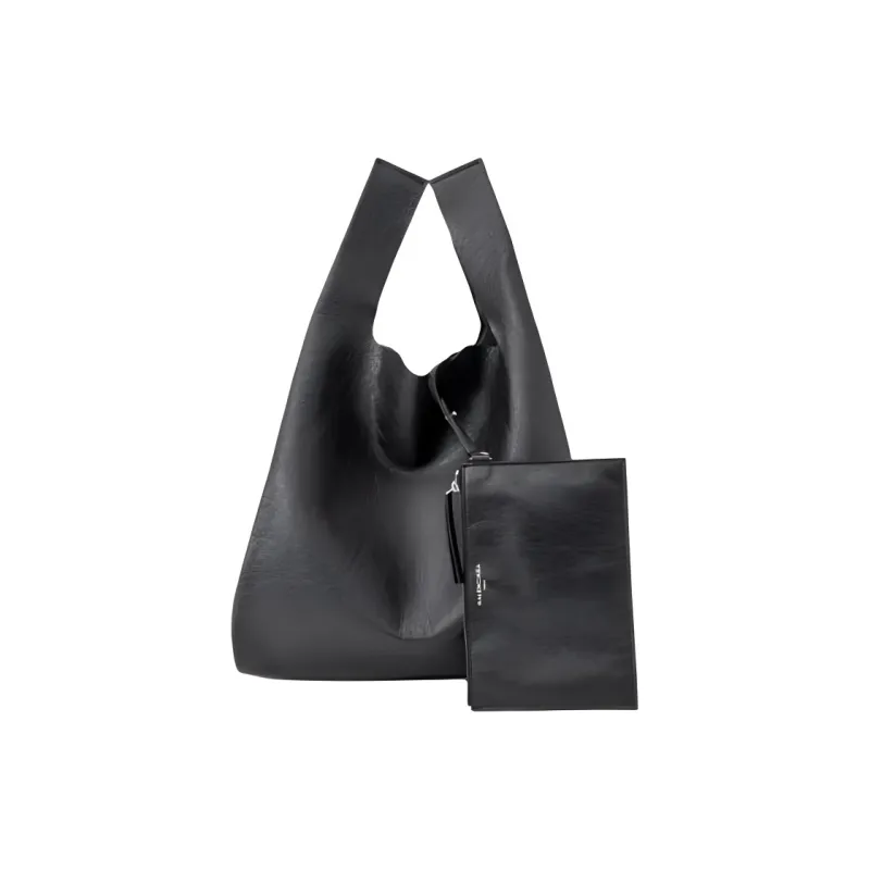 Balenciaga Leather Tote Bag Shopping Bag Shoulder Bag Handbag Medium Size Women's Black Red-1