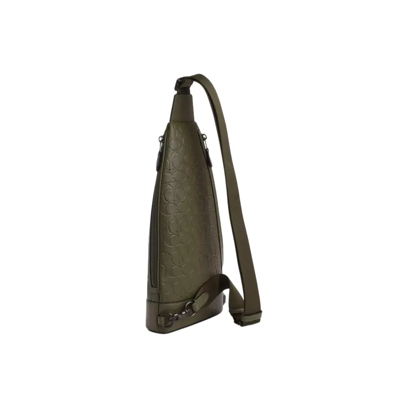 COACH Smooth Calf Leather Sling Bag Trumpets Men's Olive Umber-1