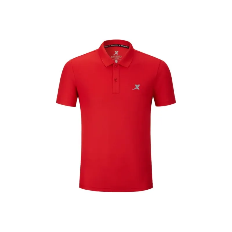 XTEP Comprehensive Training Short Sleeved Polo Shirt Men's Red-0