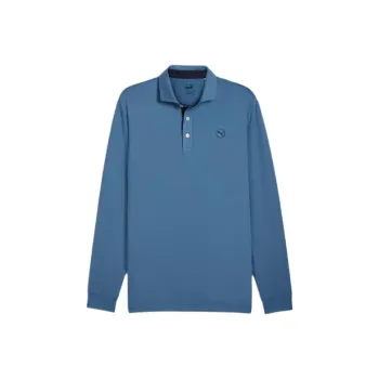 PUMA CLOUDSPUN Long Sleeve Mid-weight Golf Polo Shirt Men's Blue Horizon