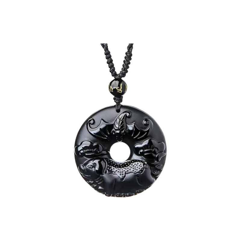 Lingxiang Yurun Obsidian Necklaces Unisex-13