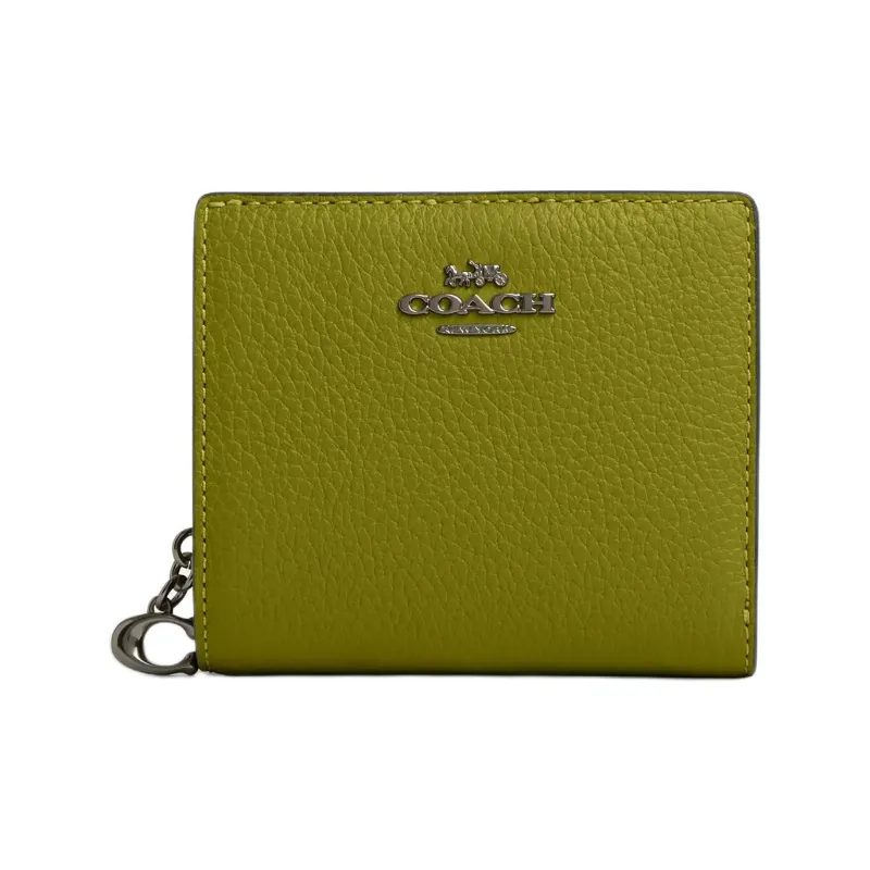 COACH Snap Wallet Leather Wallet Mini Women's Olive-0