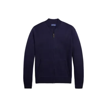 Polo Ralph Lauren Zip-up Felted Wool Navy Jumper