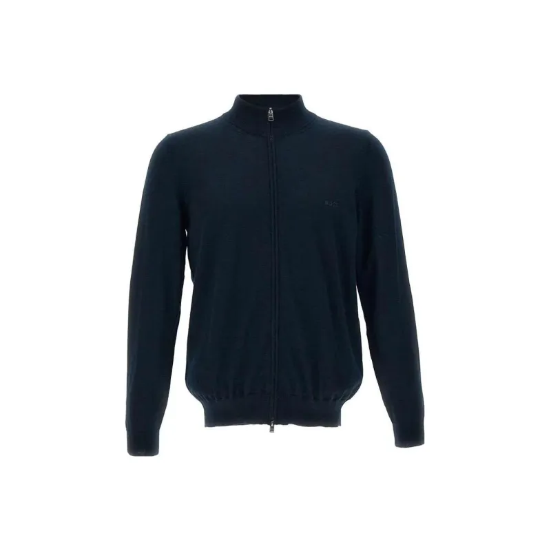 HUGO BOSS Logo Embroidered Zipped Knit Cardigan-0