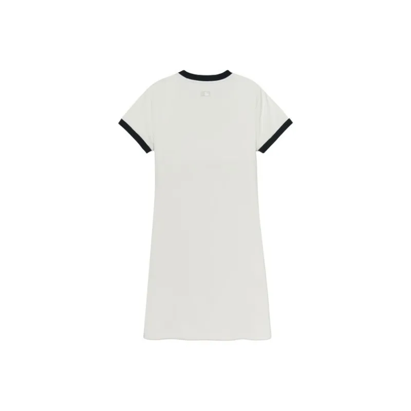 MLB New York Yankees Basic Collection SS25 Short Sleeved Dress Women's Ivory-1