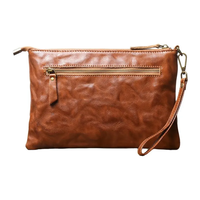 LARTIGENT Cow Leather Clutch Men's Vintage Brown/Black/Coffee-1