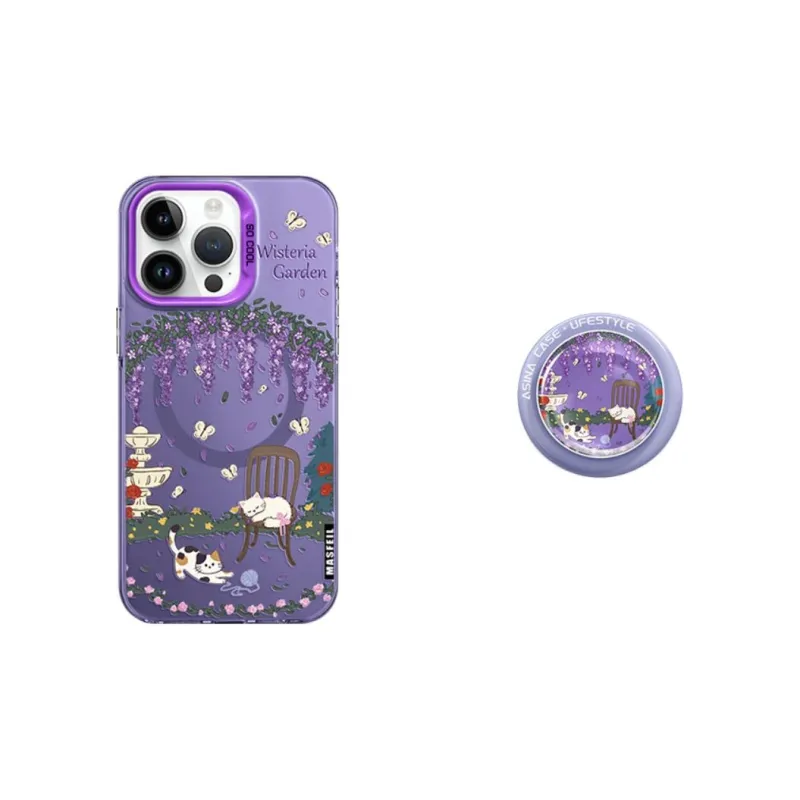 Marsfield Acrylic Material Soft Edge Magnetic Wisteria Garden Phone Cases Compatibility Apple 16/15/14/13 Pro/Pro Max-5