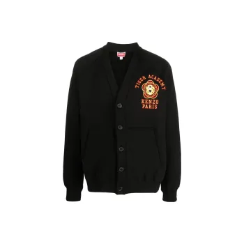 KENZO Logo Embroidered V Neck Buttoned Jacket