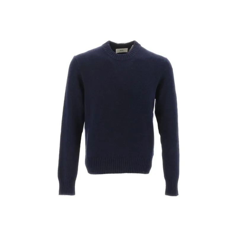 Ami Paris Logo Embroidered Knitted Jumper-0