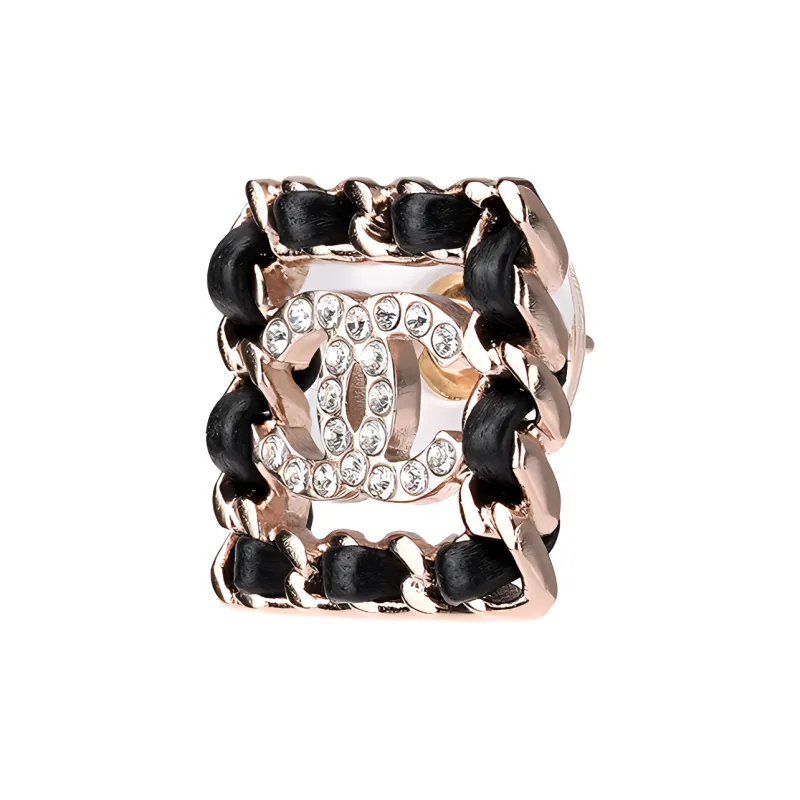 CHANEL Leather Stud Earrings Women's-1