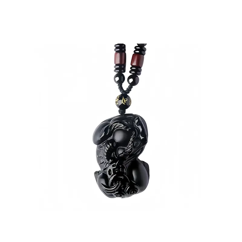 Lingxiang Yurun Obsidian Accessory, Zodiac Year Necklace Unisex-12