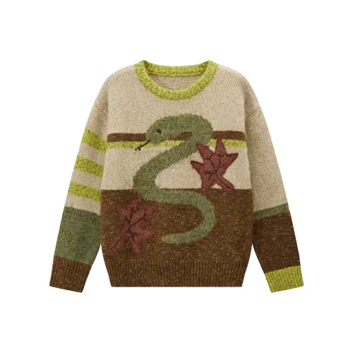 WULISHAONIAN Sweater Unisex Beige Green