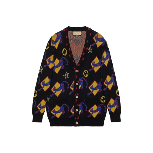 GUCCI Patterned Intarsia Knit Buttoned Cardigan