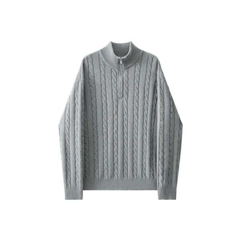 A.B.X Semi-Open Collar Stand Collar Pullover Knitwear Sweater Unisex-0