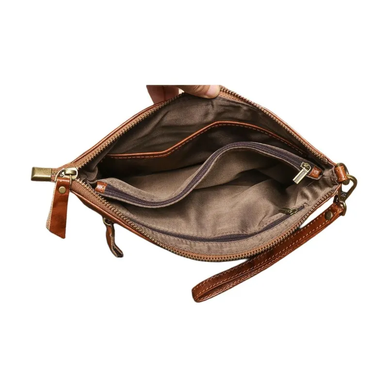 LARTIGENT Cow Leather Clutch Men's Vintage Brown/Black/Coffee-5