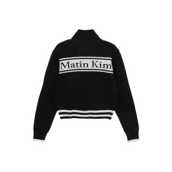 MATIN KIM Spell Point Stripe Knit Cardigan