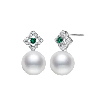 ME LUXE Pearl Hoop Earrings, Fashion Elegant Women's