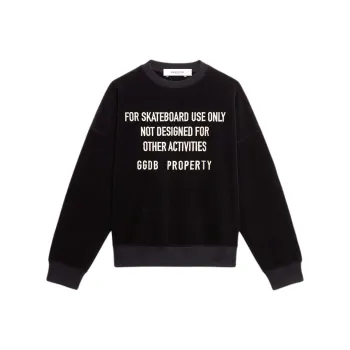 Golden Goose Slogan Embroidered Crewneck Velvet Swetashirt