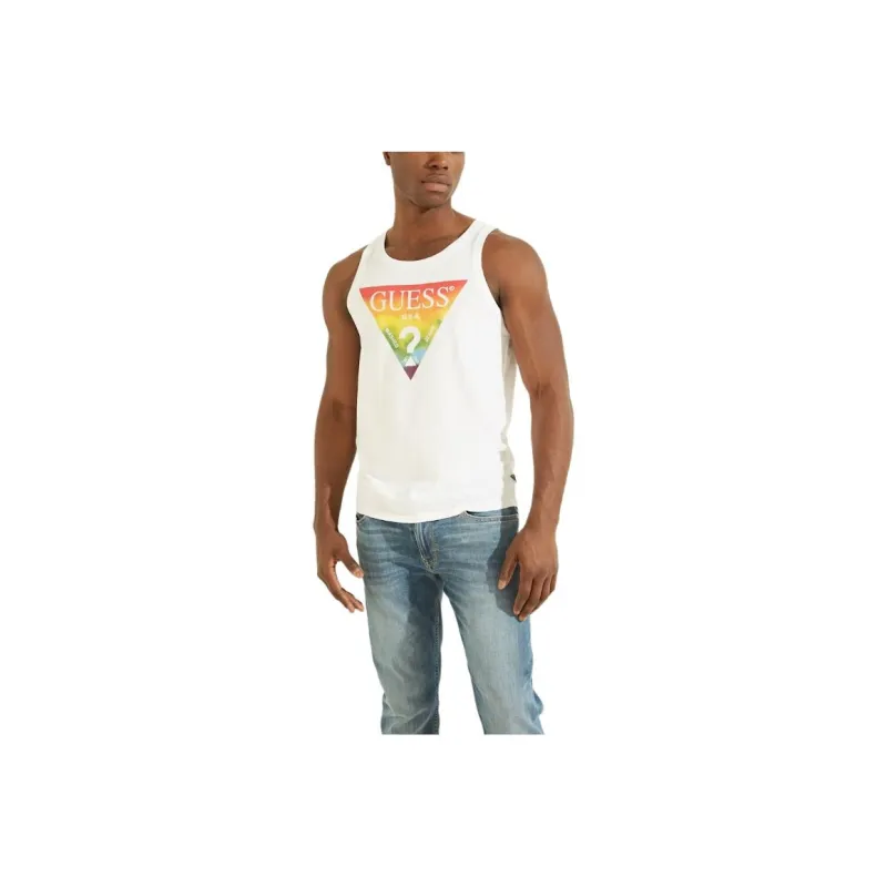 GUESS Pride Triangle Tank Top Tank Tops Men's White-0