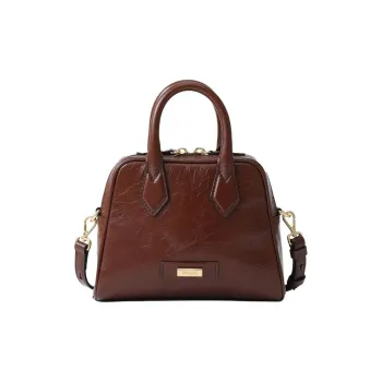 FION Cow Leather One Shoulder Handbag Small Size Women's Brown/Gray