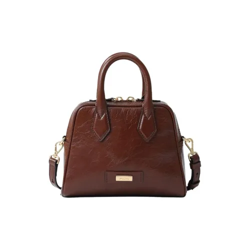 FION Cow Leather One Shoulder Handbag Small Size Women's Brown/Gray