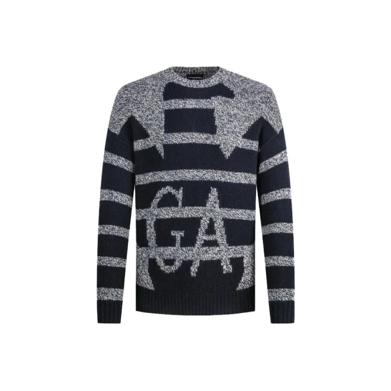 EMPORIO ARMANI Logo Intarsia Knit Crewneck Jumper-1