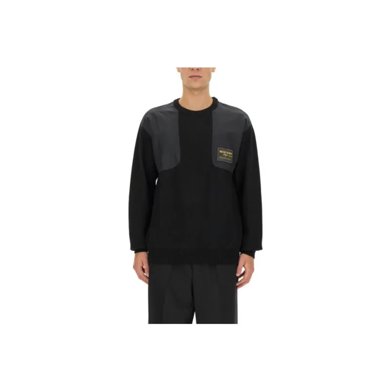 MOSCHINO Logo Patch Crewneck Knitted Jumper-0