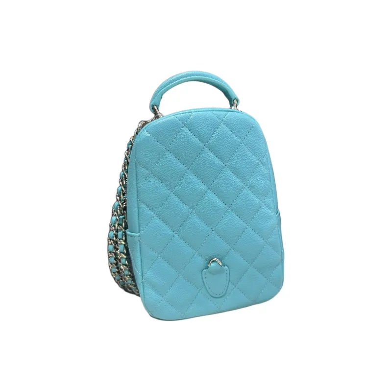 CHANEL Grain Cow Leather Backpack Mini Women's Blue-1