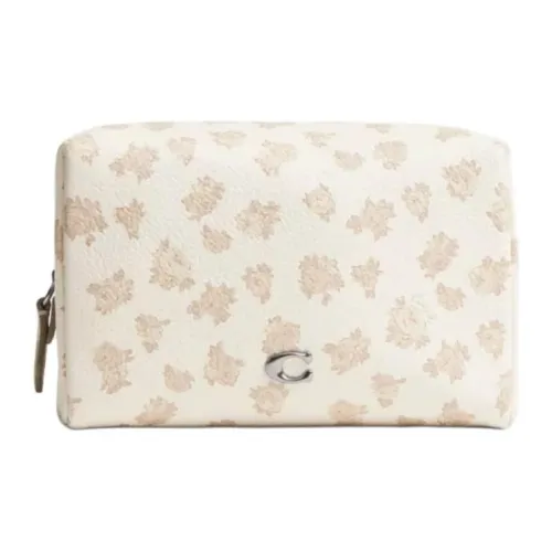 COACH Coated Canvas Makeup Bag Small Size Women's Chalk White