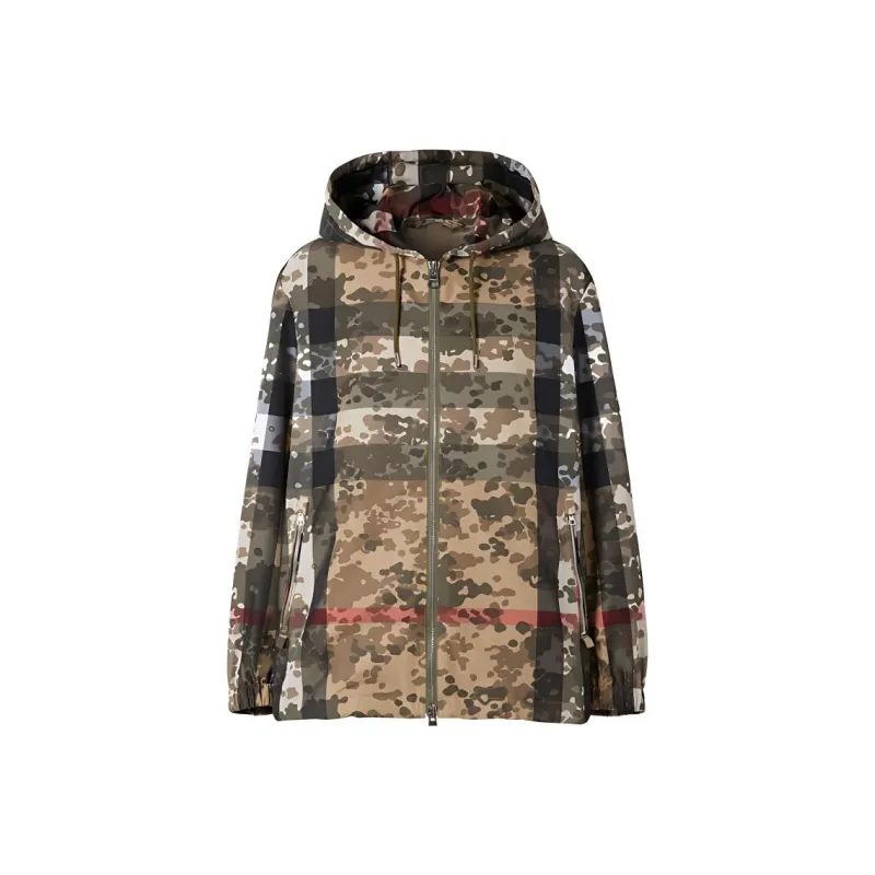 Burberry Stretton Camouflage Check Lightweight Jacket Archive Beige Green-0