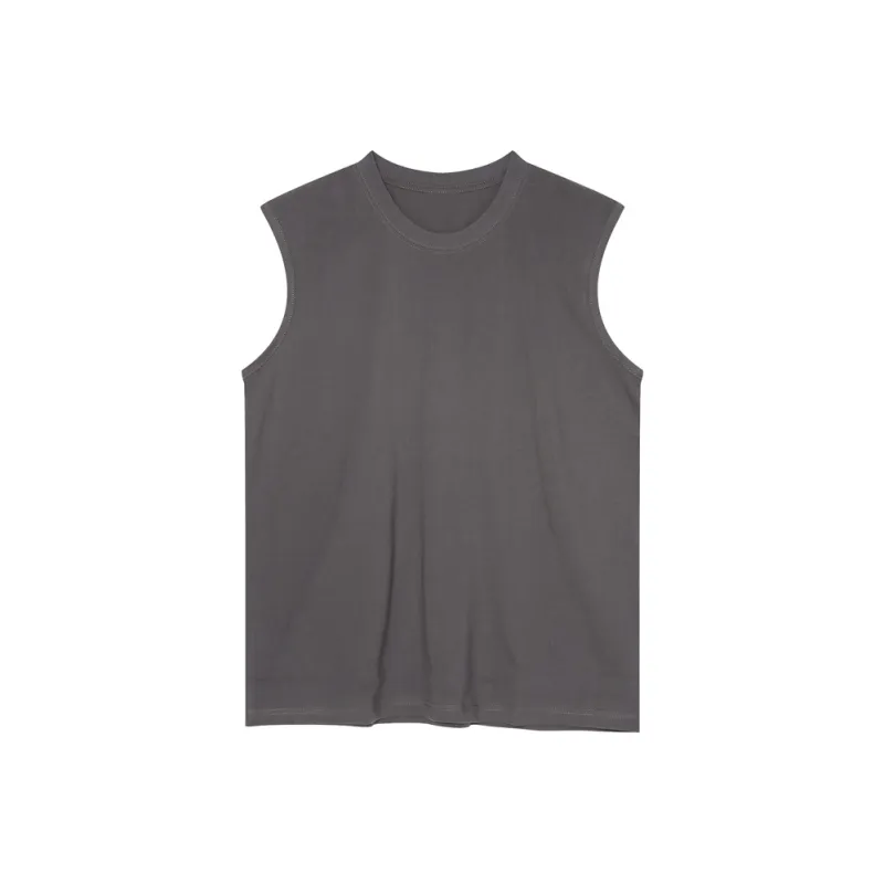 Voguo Relay 100% Cotton Versatile Solid Color Tank Top Unisex Black White-5