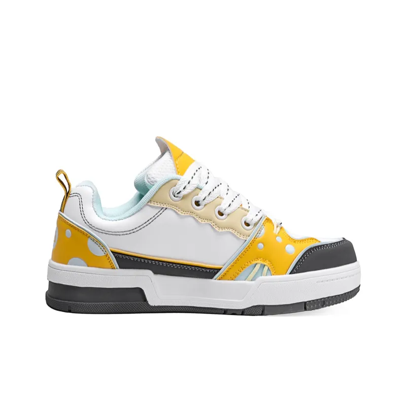 JEANSWEST Cheese Patchwork Trendy Slip Resistant, Abrasion Resistant, Breathable Low Top Skateboard Shoes Men's-4
