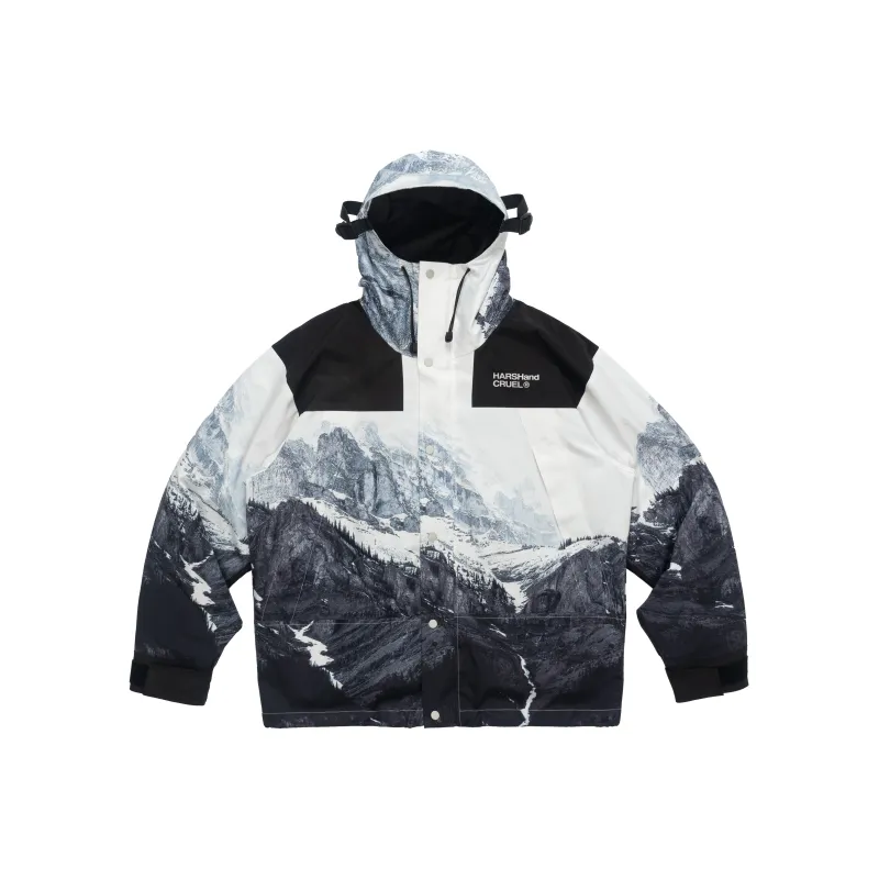 HARSH AND CRUEL Jackets Unisex Snow Mountains Print-0