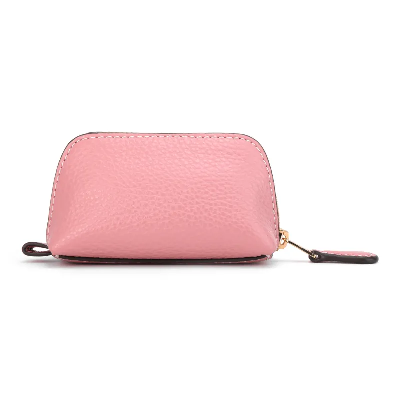 COACH Pebbled Leather Clutch Makeup Bag Regular Women's Pink-4